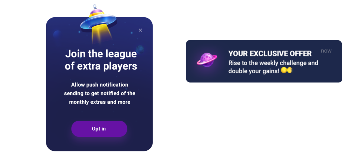 Opt in for push notifications from a game app